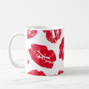 Taza De Café Imprint Kiss Red Lips: Vieja sin Marea