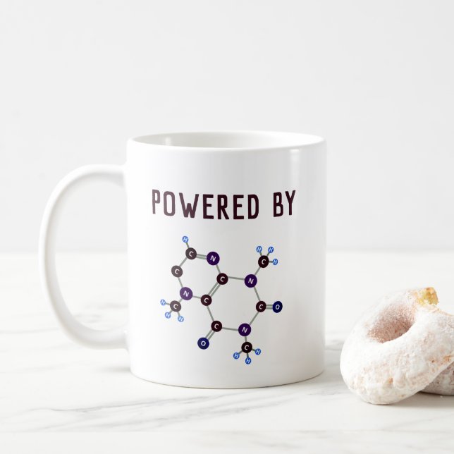 Taza De Café Impulsado por - Cafeína Estructura Molecular (Con donut)
