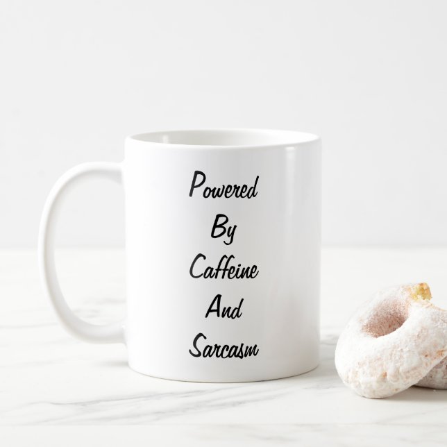 Taza De Café Impulsado por cafeína y sarcasmo (Con donut)