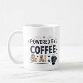 Taza De Café Impulsado por Coffee & AI Retro Tech Vector