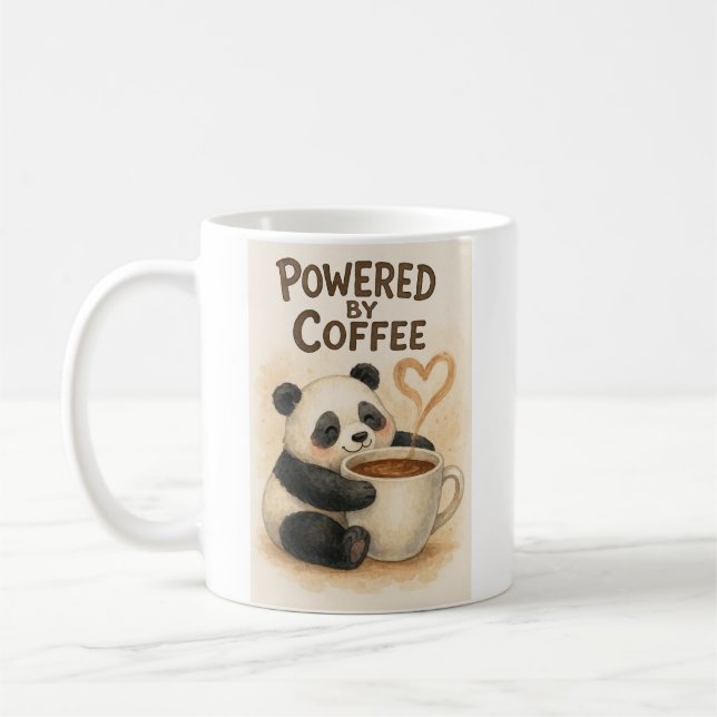Taza De Café Impulsado por el café - Cute Panda Funny Mug (Izquierda)