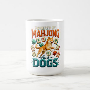 Taza De Café Impulsado por Mahjong y perros Shiba Inu geométric