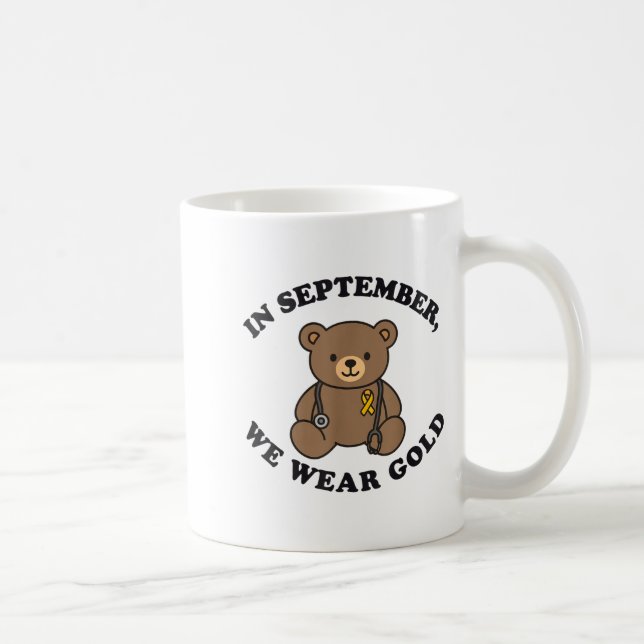 Taza De Café In September We Wear Gold Pediatric Nurse Childhoo (Derecha)