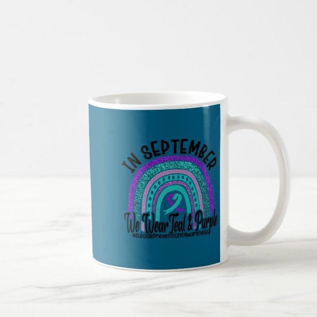 Taza De Café In September Wear Teal And Purple Rainbow Suicide  (Derecha)