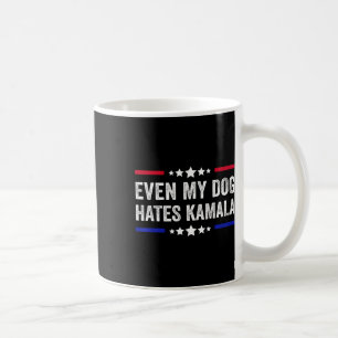 Taza De Café Incluso mi perro odia la bandera estadounidense de