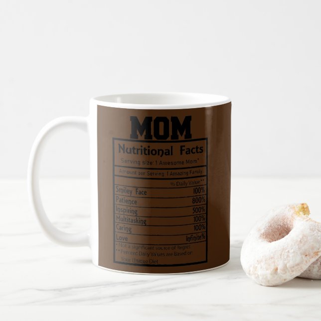Taza De Café Increíble asombroso hecho nutricional de mamá  (Con donut)