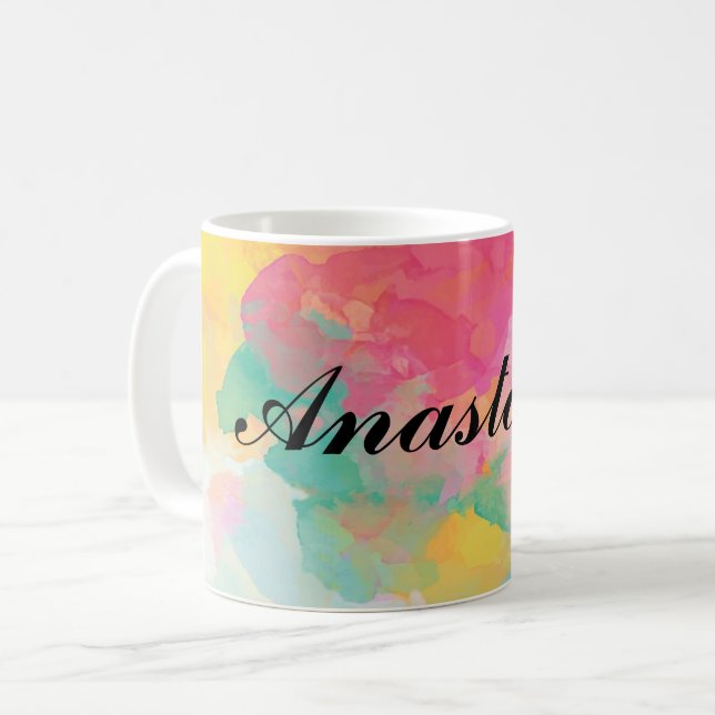 Taza De Café Increíble colorido con tu nombre (Anverso izquierdo)