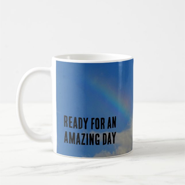 Taza De Café Increíble día de mañana nubes positivas arcoiris (Izquierda)