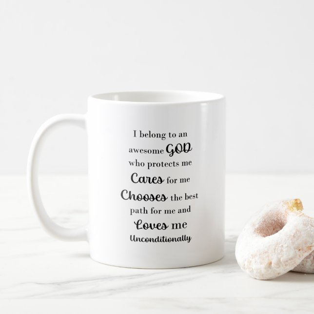 Taza De Café Increíble Dios Inspirador cita café tazón (Con donut)