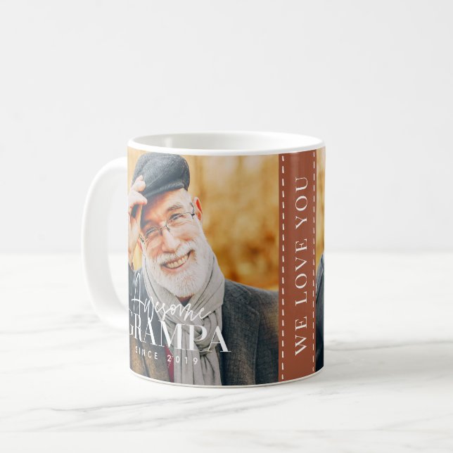 Taza De Café Increíble Grampa desde 20XX Sencilla Foto Elegante (Anverso izquierdo)