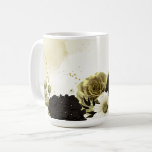 Taza De Café Increíbles flores de boda de marfil dorado marrón