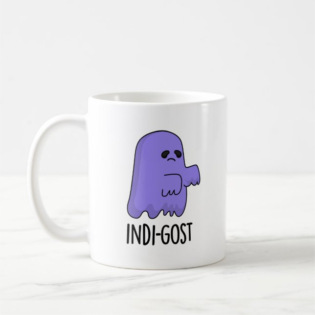 Taza De Café Indi-gost Funny Halloween Indigo Ghost Pun (Izquierda)