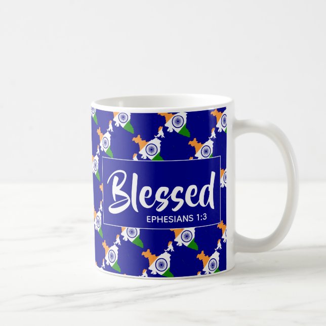 Taza De Café InDIA Bendice Escritura Cristiana de Efesianos (Derecha)