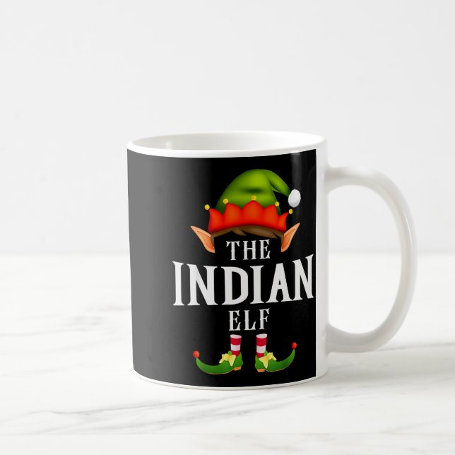 Taza De Café Indian Elf Group Funny Christmas Pajama Party  (Derecha)