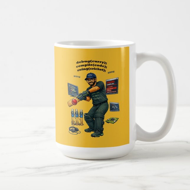 Taza De Café Indian Software Engineer Coder Playing Cricket URM (Derecha)