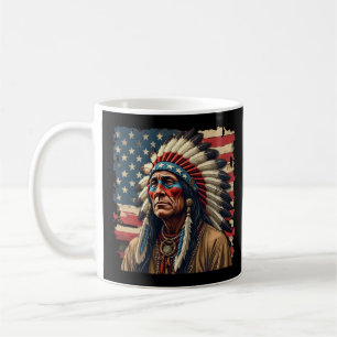 Taza De Café Indio nativo americano jefe patriótico americano