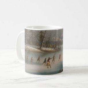Taza De Café Indios que juegan LaCrosse en el hielo