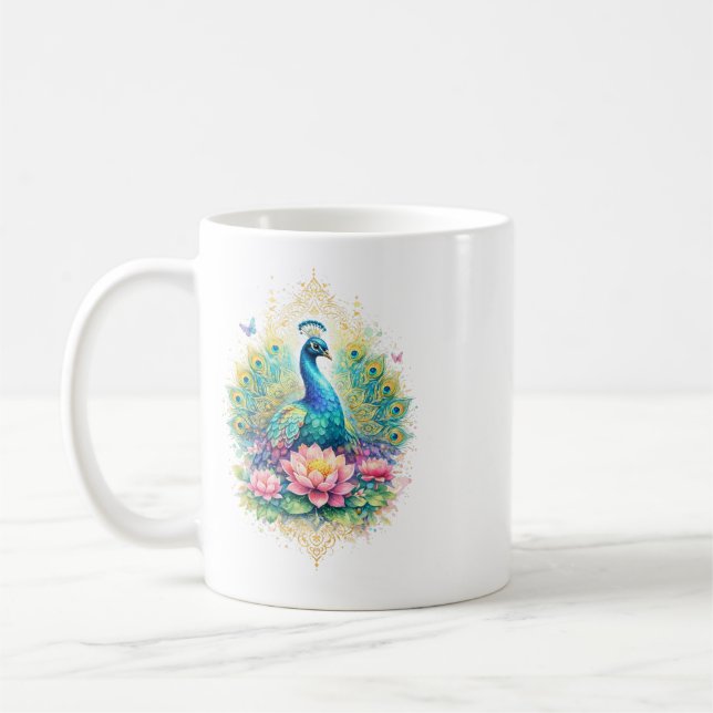 Taza De Café Indischer Frühling - Pfau mit Lotus (Izquierda)