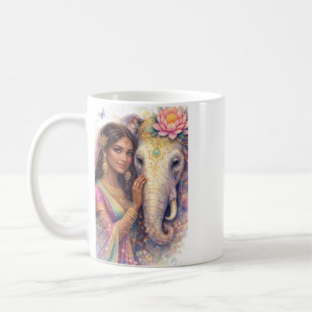 Taza De Café Indischer Frühling - Porträt Frau mit Elefant (Izquierda)