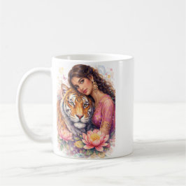 Taza De Café Indischer Frühling - Porträt Frau mit Tiger