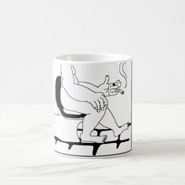 Taza De Café Individuo gordo que fuma en el estilo cómico de (Centro)