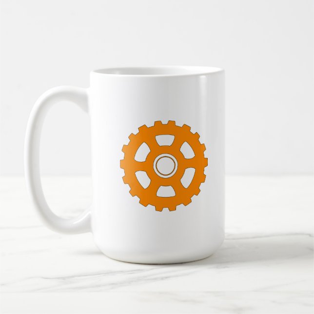 Taza De Café Industrial Orange Gear Cogwheel (Izquierda)