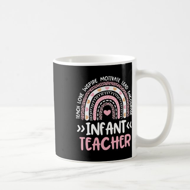 Taza De Café Infant Teacher Cute Tie Dye Rainbow Heart Daycare  (Derecha)