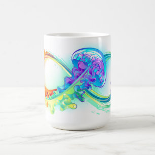 Taza De Café Infinidad con las medusas del arcoiris