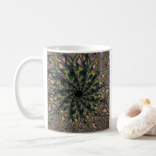Taza De Café Infinito   Arte fractal rosa y amarillo