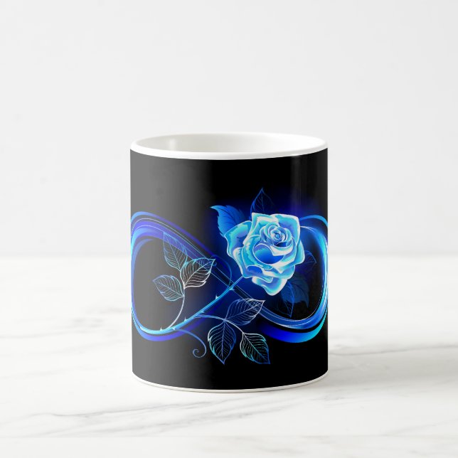 Taza De Café Infinito brillante con rosa azul (Centro)