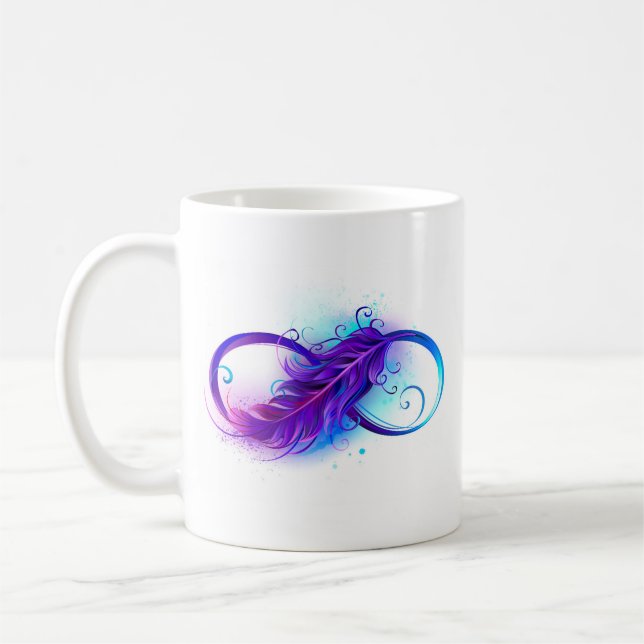 Taza De Café Infinito con plumas púrpura (Izquierda)