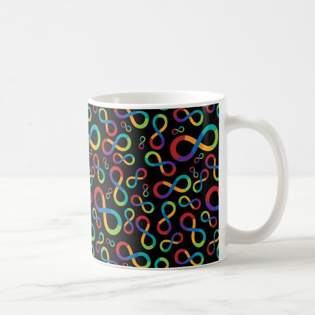 Taza De Café Infinito Neurodiversity del arco iris del autismo (Derecha)