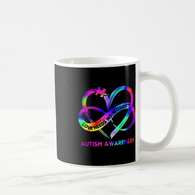 Taza De Café Infinity Heart Love Autism Awareness No necesita p (Derecha)
