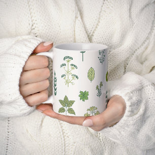 Taza De Café Infusión Botánica Verde