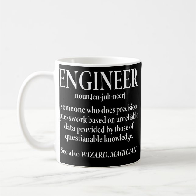 Taza De Café Ingeniería divertida en definición de ingeniero  (Izquierda)