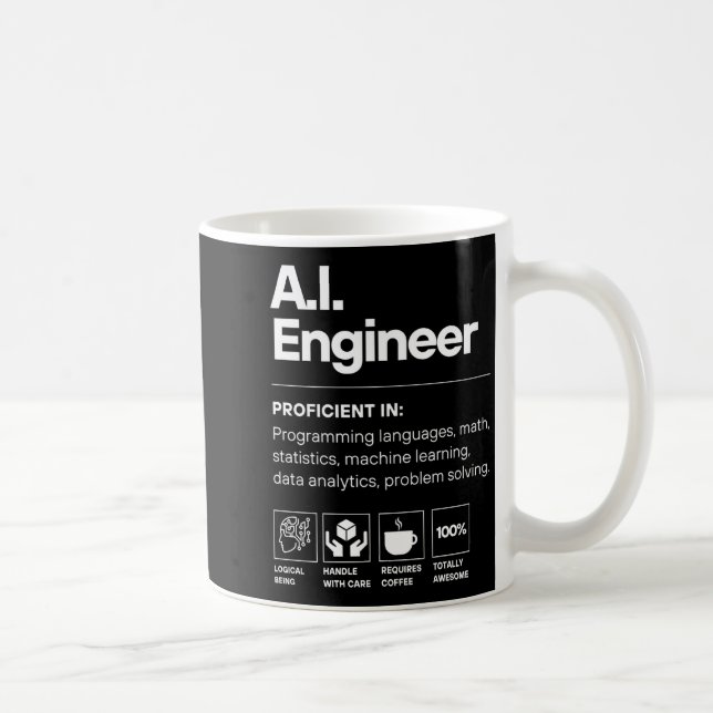 Taza De Café Ingeniero de IA divertido (Derecha)