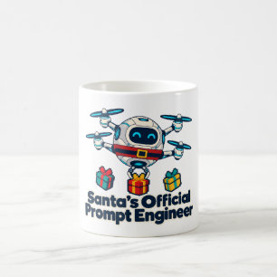 Taza De Café Ingeniero de Prompt Oficial de Santas Robot Volado