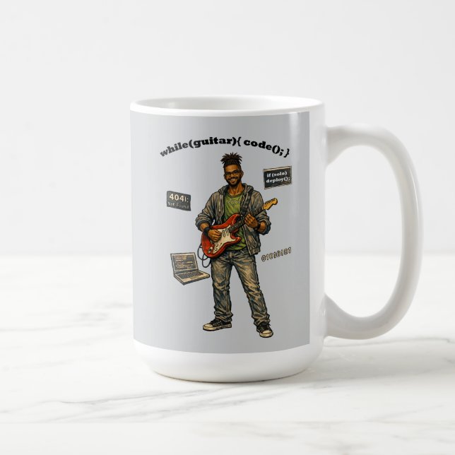 Taza De Café Ingeniero de software afroamericano que toca la gu (Derecha)