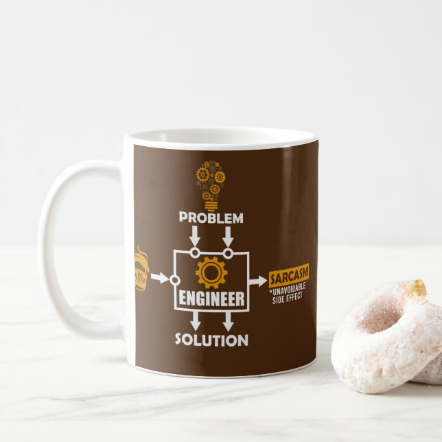 Taza De Café Ingeniero gracioso problema café sarcasmo solución (Con donut)