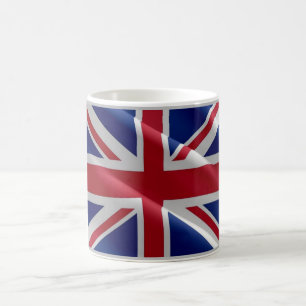 Taza De Café Inglaterra - Bandera ondeando Reino Unido -