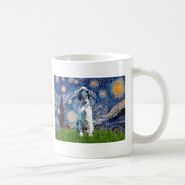 Taza De Café Inglés Setter (BW) - Noche estrellada (Derecha)