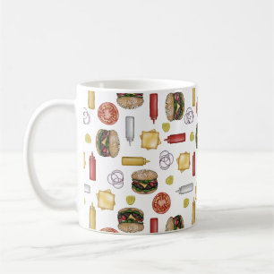 Taza De Café Ingredientes de hamburguesa de queso - Café blanco