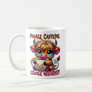 Taza De Café Inhala Cafeína Exhala Negatividad