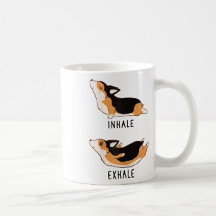 Taza De Café Inhala Exhala Yoga Corgi Tri Color 