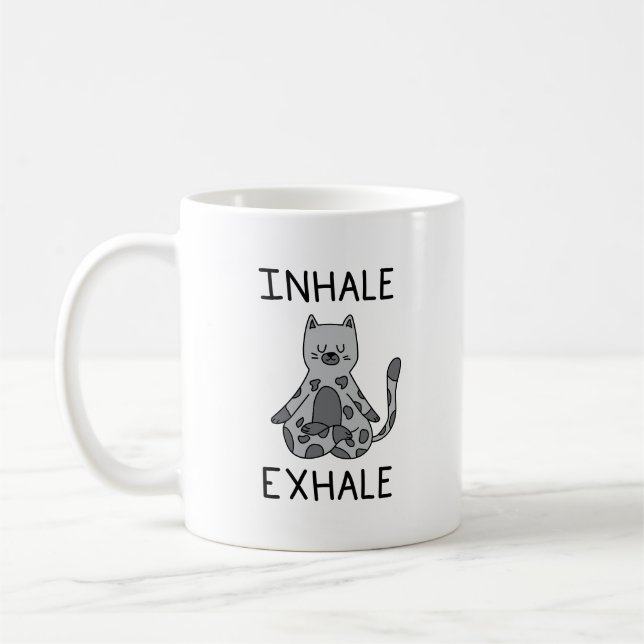 Taza De Café Inhale Exhale Yoga Cat (Izquierda)