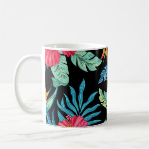Taza De Café Inhibisco editable, patrón floral vintage