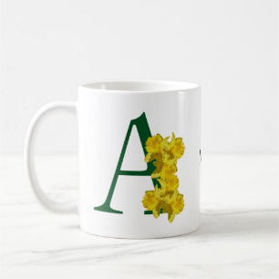 Taza De Café Inicial A de Monograma de Narciso Personalizado