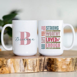 Taza De Café Inicial de Monograma Nombre Fe Cristiana