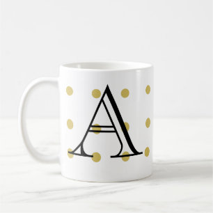 Taza De Café Inicial, dorado punto de polka, moderno, moderno