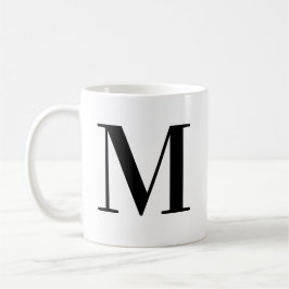 Taza De Café Inicial M Monograma Negro Moderno Personalizado